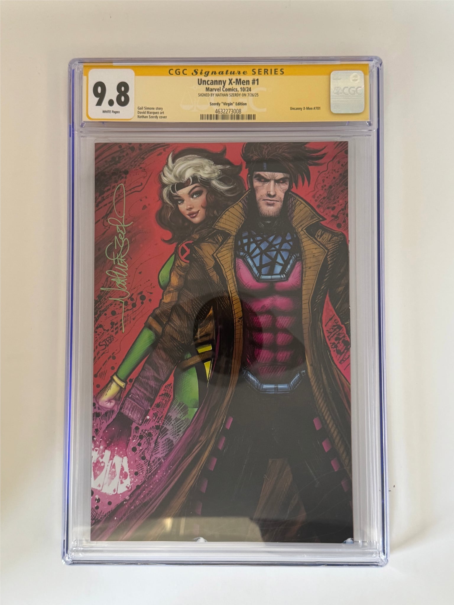 [Signed by Nathan Szerdy] Uncanny X-men #1 CGC 9.8 Yellow Label Szerdy Exclusive Virgin Var Main image