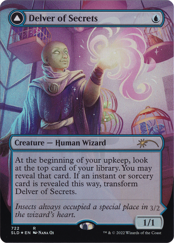 Delver of Secrets // Insectile Aberration (SLD-722) - Secret Lair Drop (Borderless) Foil