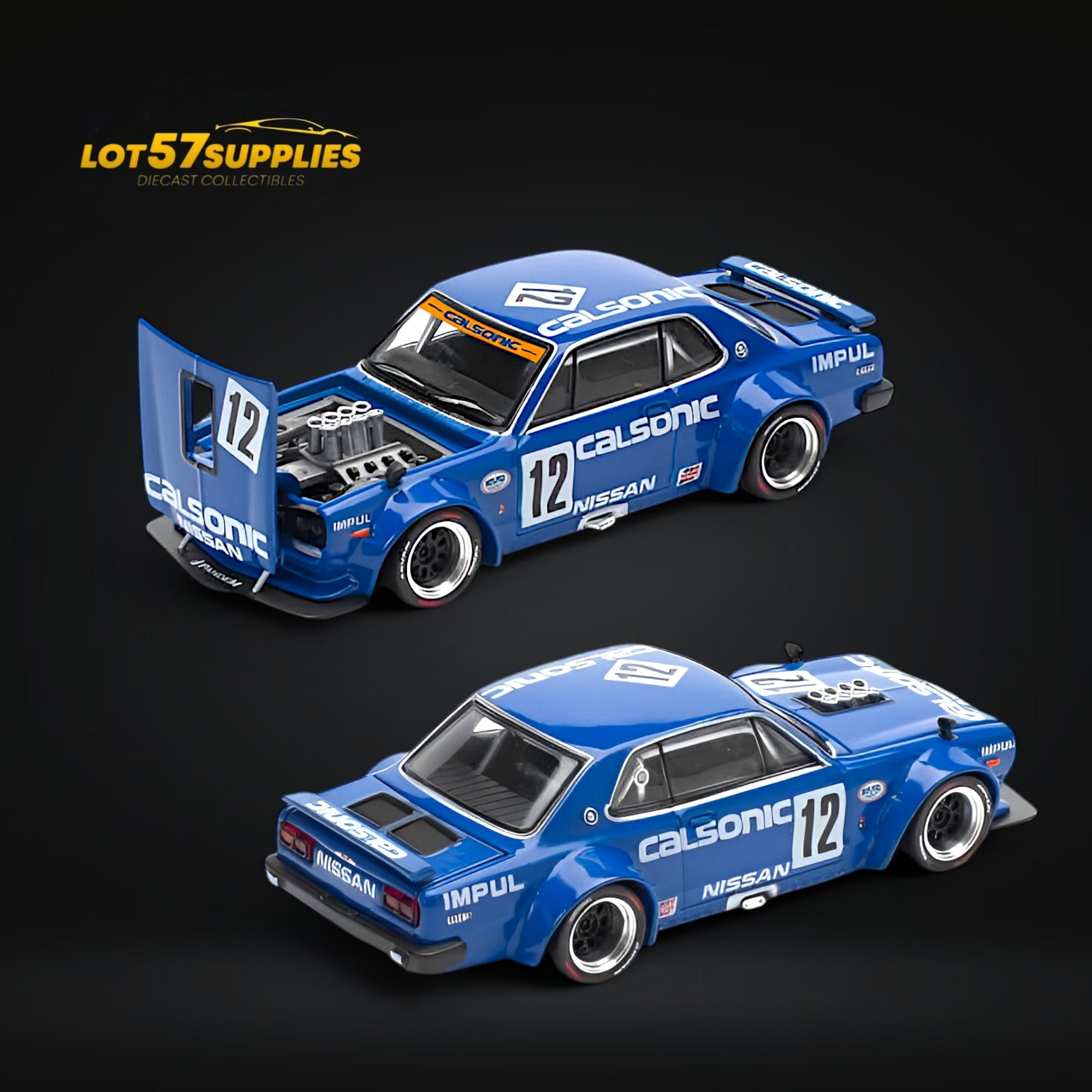 (Pre-Order) PopRace Skyline GT-R V8 Drift (Hakosuka) - Calsonic Blue 1:64 Main image