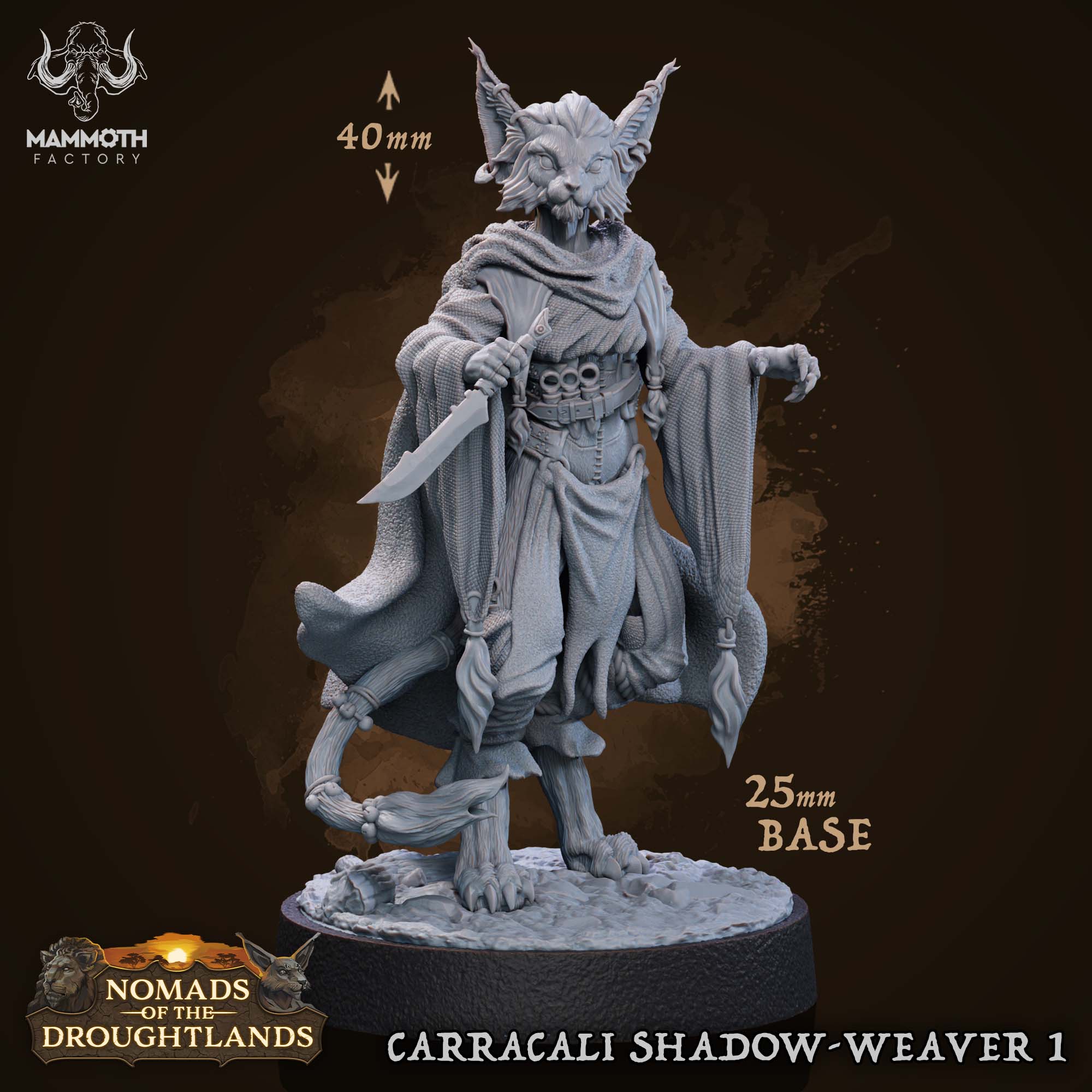 Carracali Shadow-Weaver: Sculpt 1 (Female Tabaxi Rogue) Main image