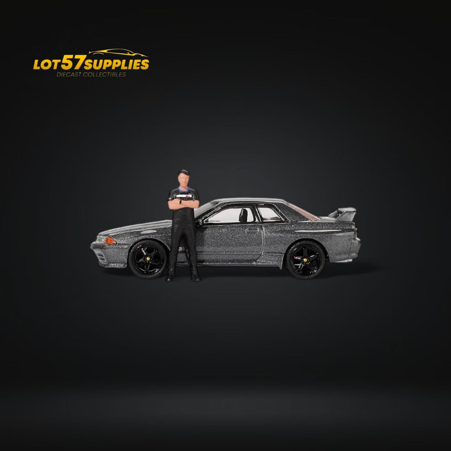 (Pre-Order) Mini-GT Nissan Skyline R32 Nismo Gunmetal With Matsuda Figure #869 1:64 MGT00869 - Collectors World Toys