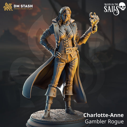 Charlotte-Anne, Gambler Rogue (Female Half-Elf Pirate Rogue)