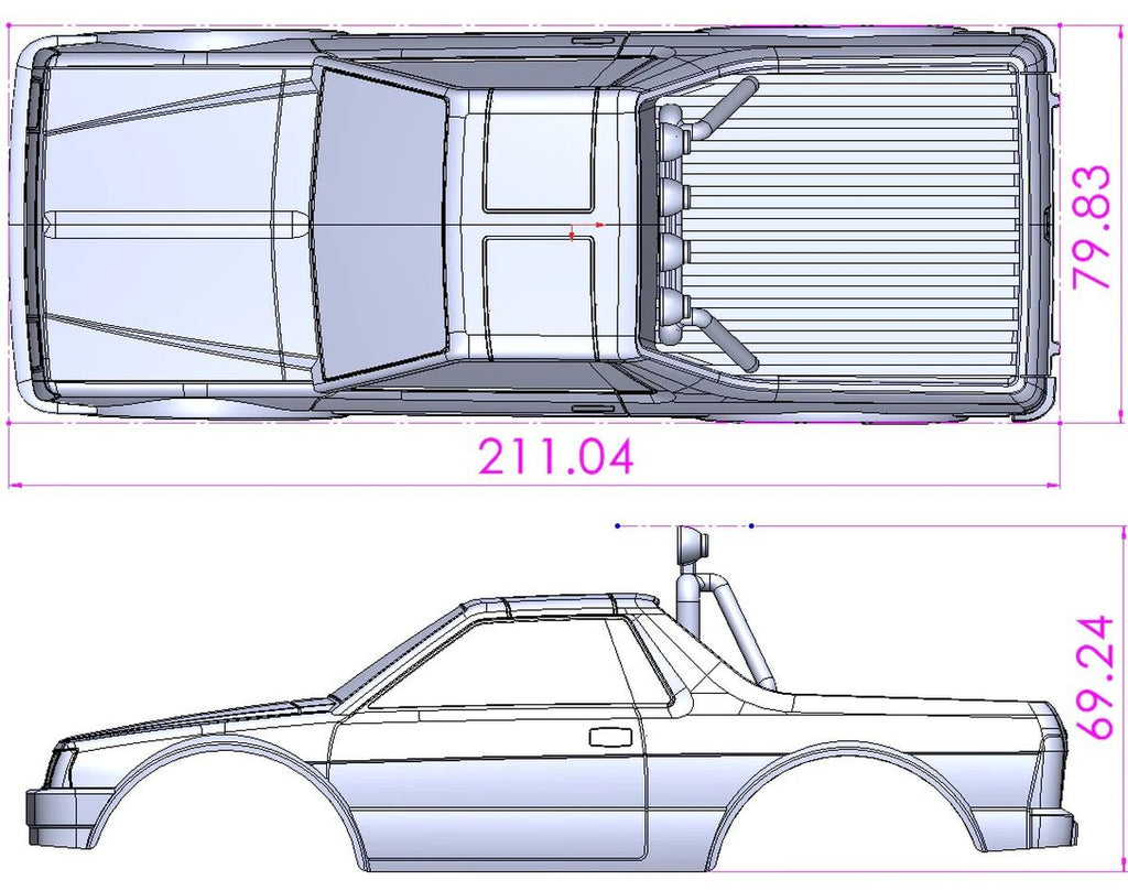 MSA-1E 2.0 Subaru Brat Painted Body Set, Black