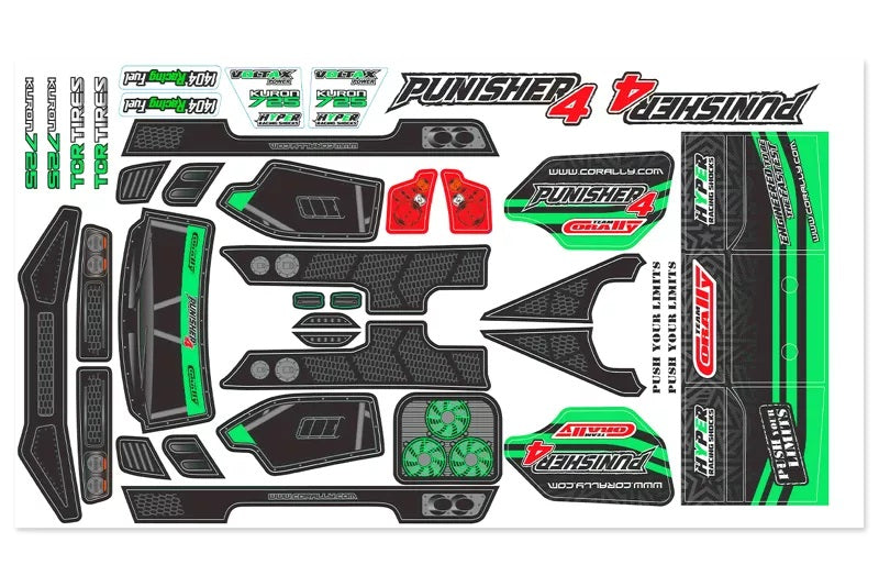 Body Decal Sheet - Punisher 4 - Pre-Cut - Color Green - 1pc