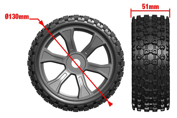 Asuga XLR Off-Road Low Profile Tires Glued on Black 1 pair