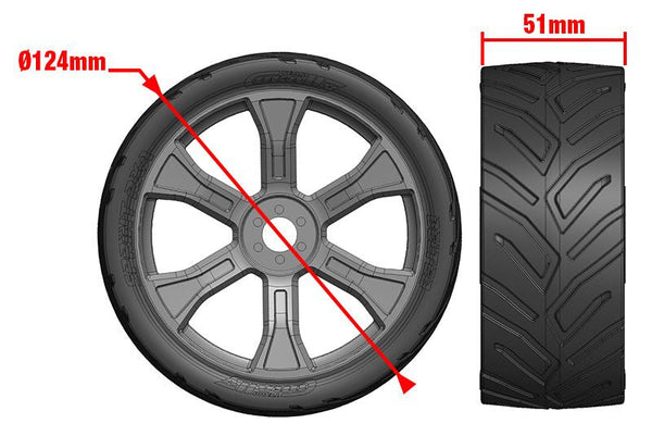 Sprint RXA, Asuga XLR Street Tires, Low Profile, Glued on Black Rims, 1 pair