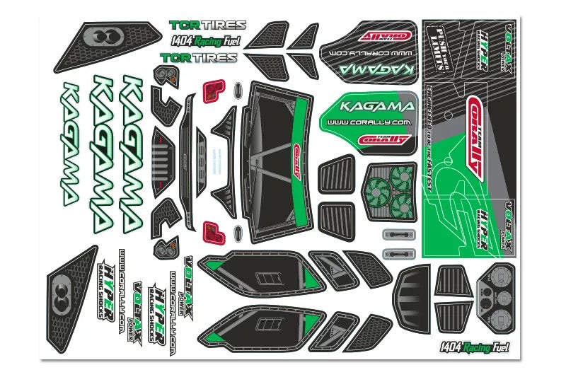 Body Decal Sheet, Kagama XP 6S, Pre-Cut, Green Color, 1pc