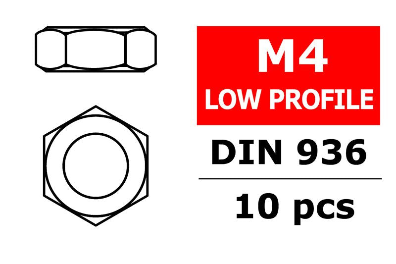 Low Profile Nut, M4, 10pcs