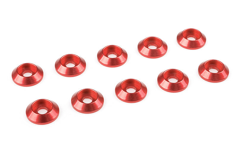 Red Aluminium Washer for M3 Flat Head Screws, OD=8mm, 10 pcs