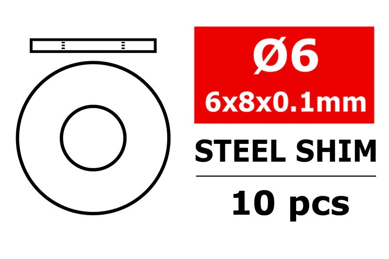 Steel Metric Shim - 6x8x0.1mm - 10pcs