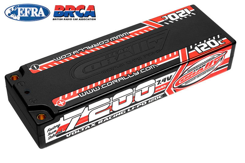 Voltax 120C 2S LiPo Battery 7200mAh 7.4V, Stick, 4mm Bullet