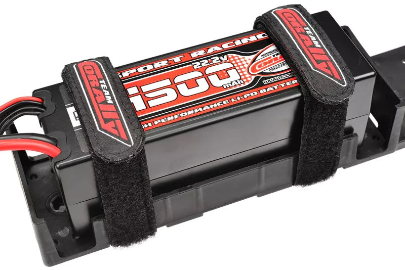 Pro Battery Straps - 300x20mm - Metal Buckle - Silicone Anti-Slip Strings - Black - 2 pcs