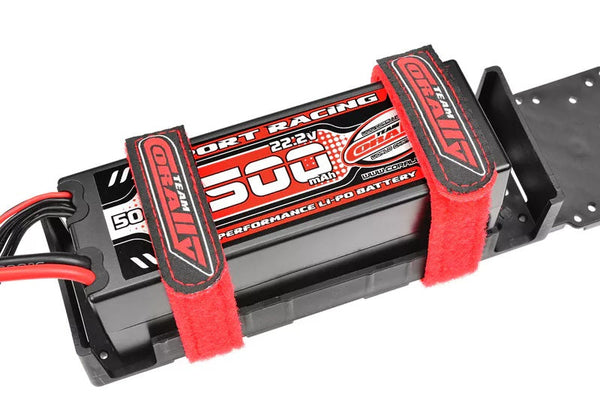 Pro Battery Straps - 300x20mm - Metal Buckle - Silicone Anti-Slip Strings - Red - 2 pcs
