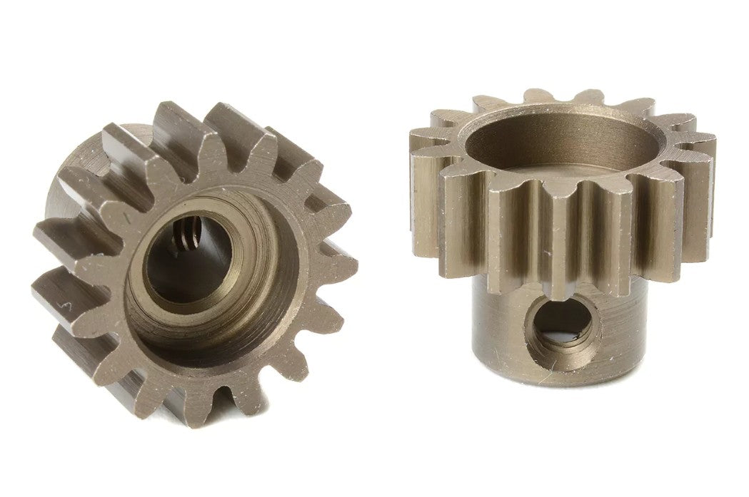 M1.0 Pinion, Short, Hardened Steel, 15 Teeth, Shaft Diameter 5mm