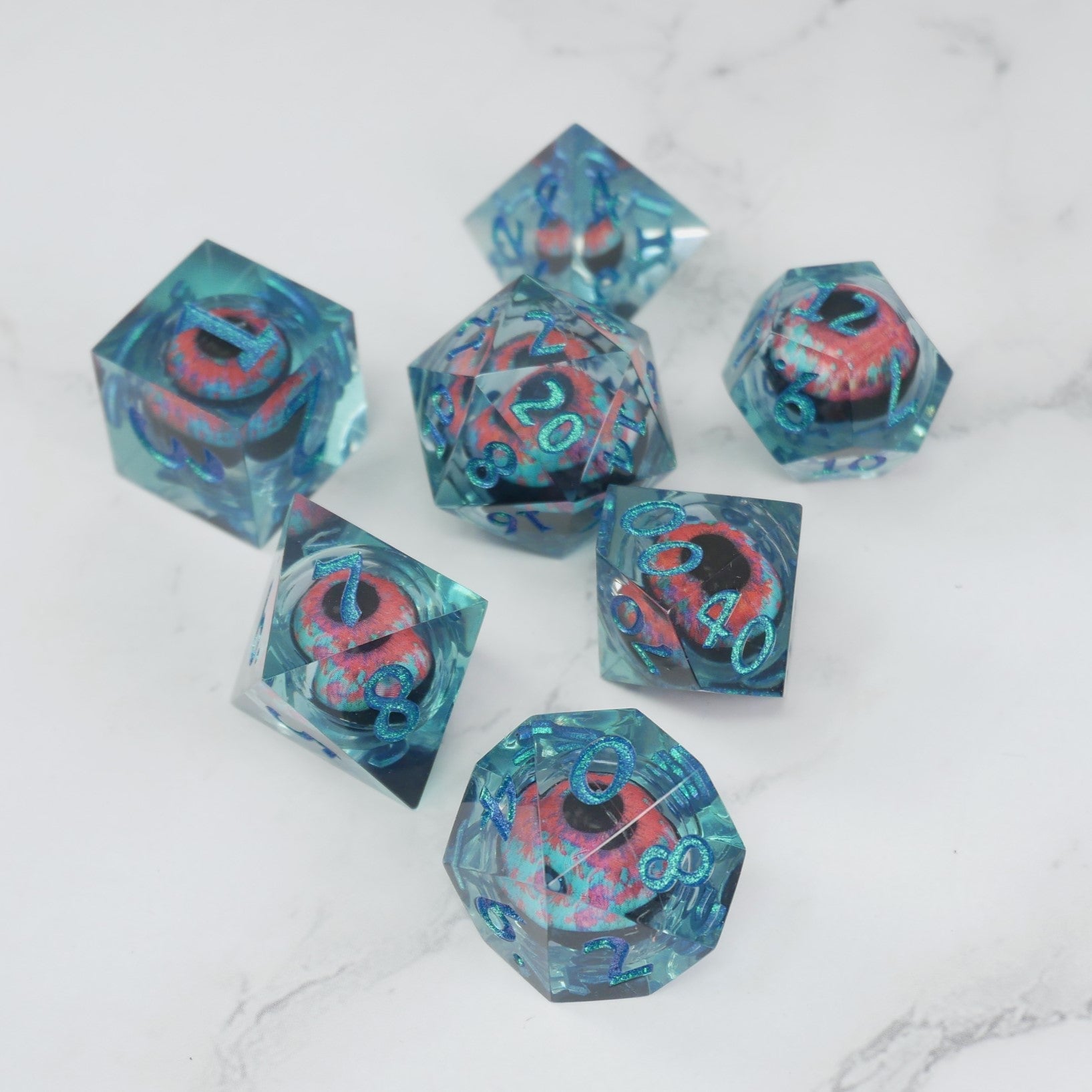 Cthulhu's Eye | 7 Piece Moving Eye DnD Dice Set | Acrylic RPG Gaming Dice Main image