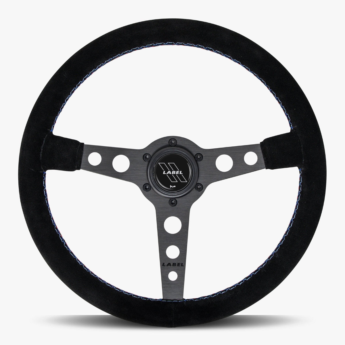 The Daytona | Black Alcantara Suede | Black Spoke | Bavarian Stitch