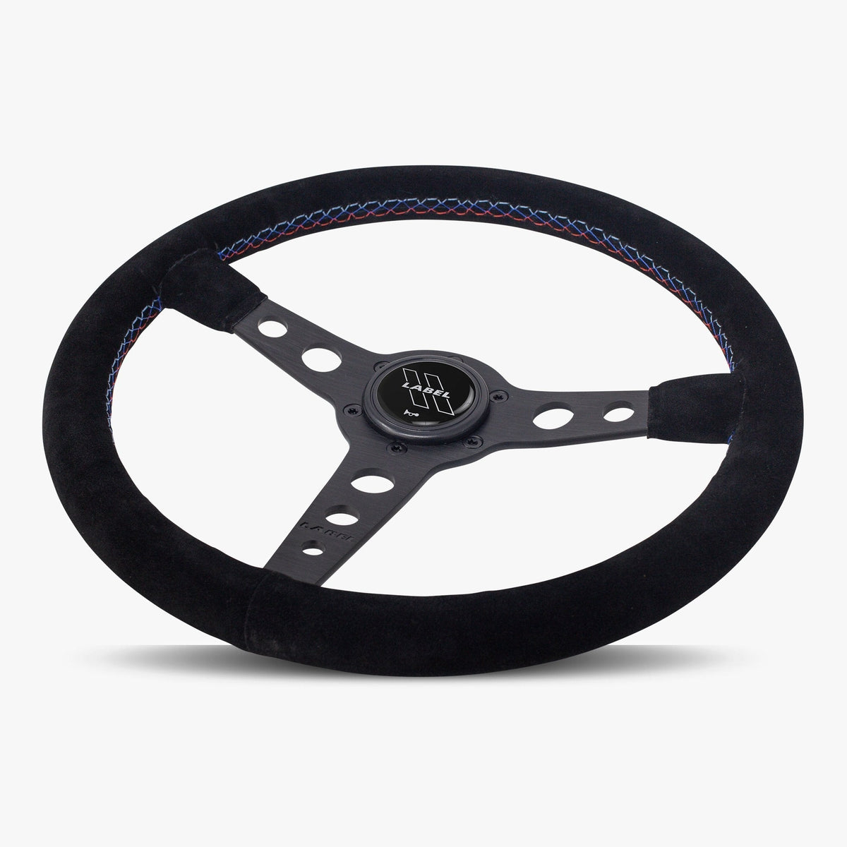 The Daytona | Black Alcantara Suede | Black Spoke | Bavarian Stitch