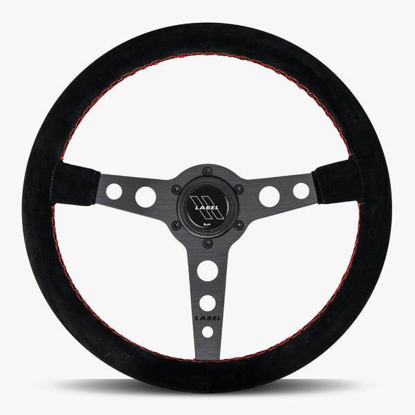 The Daytona | Black Alcantara Suede | Black Spoke | Red Stitch
