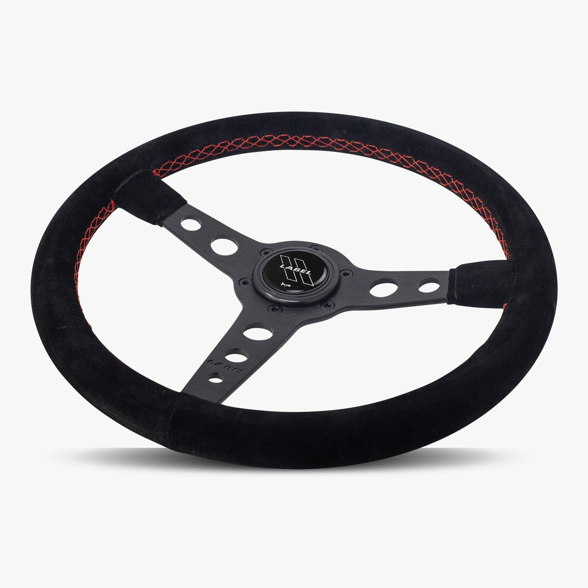 The Daytona | Black Alcantara Suede | Black Spoke | Red Stitch