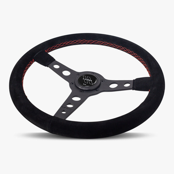 The Daytona | Black Alcantara Suede | Black Spoke | Red Stitch