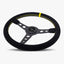 The Daytona | Black Alcantara Suede | Black Spoke | Yellow Stitch