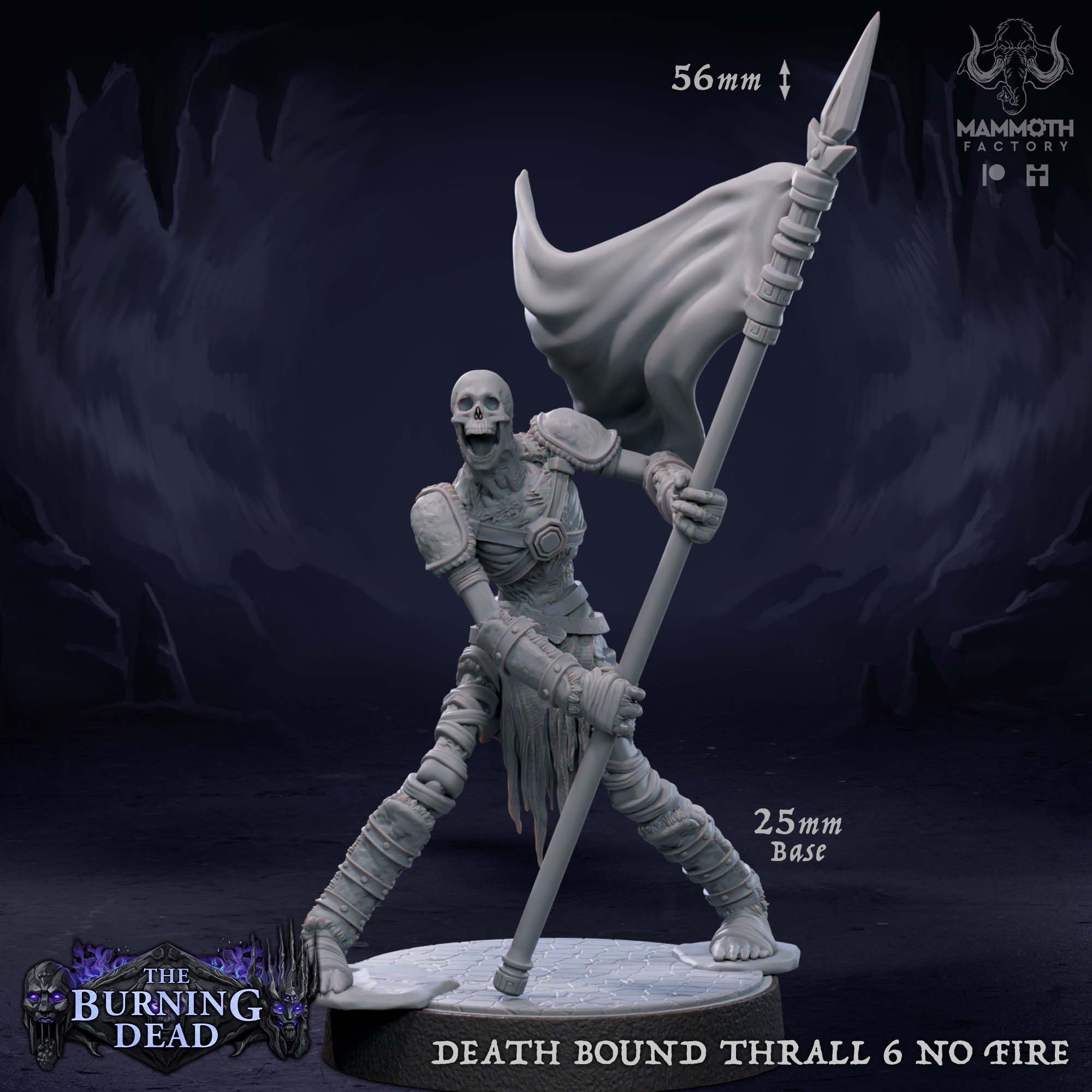 Death Bound Thrall: Sculpt 6 (Skeleton Bannerman, Regular or On Fire) Main image
