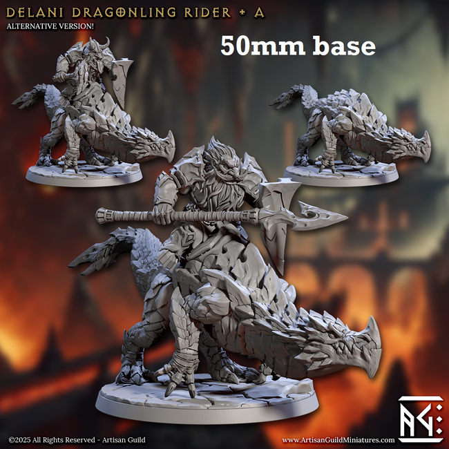 Delani Dragonling Rider: Sculpt A (Dwarven Dragonrider Cavalry Unit) Hover Image