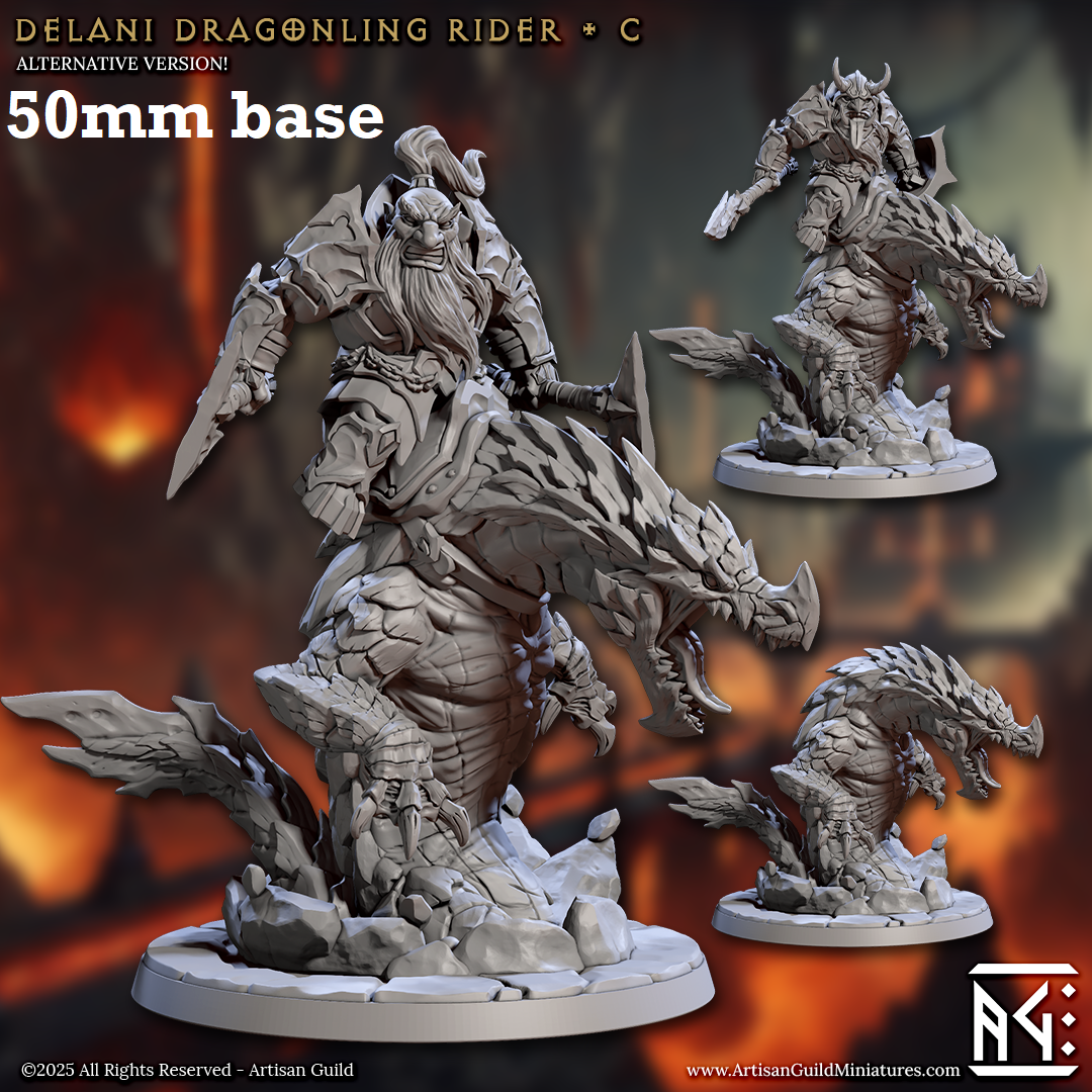 Delani Dragonling Rider: Sculpt C (Dwarven Dragonrider Cavalry Unit) Main image