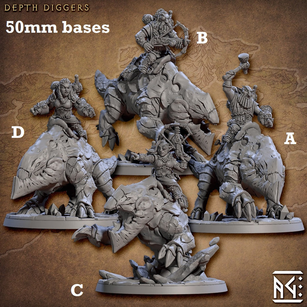 Depth Diggers with Riders (Gnome Cavalry Unit) - Collectors World Toys