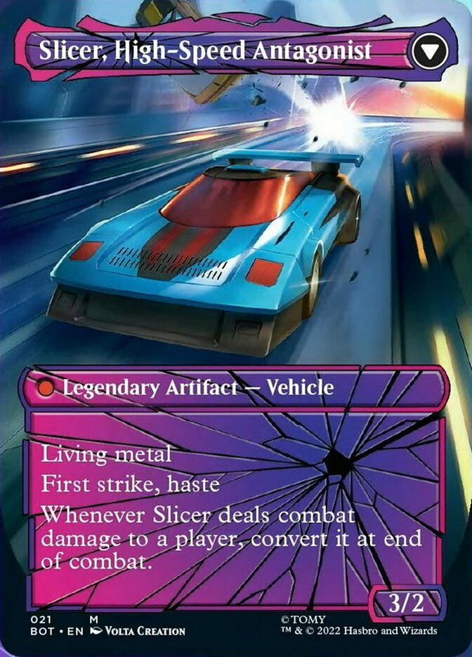 Slicer, Hired Muscle // Slicer, High-Speed Antagonist (BOT-021) - Transformers: (shatteredglass, convertdfc) (Borderless)