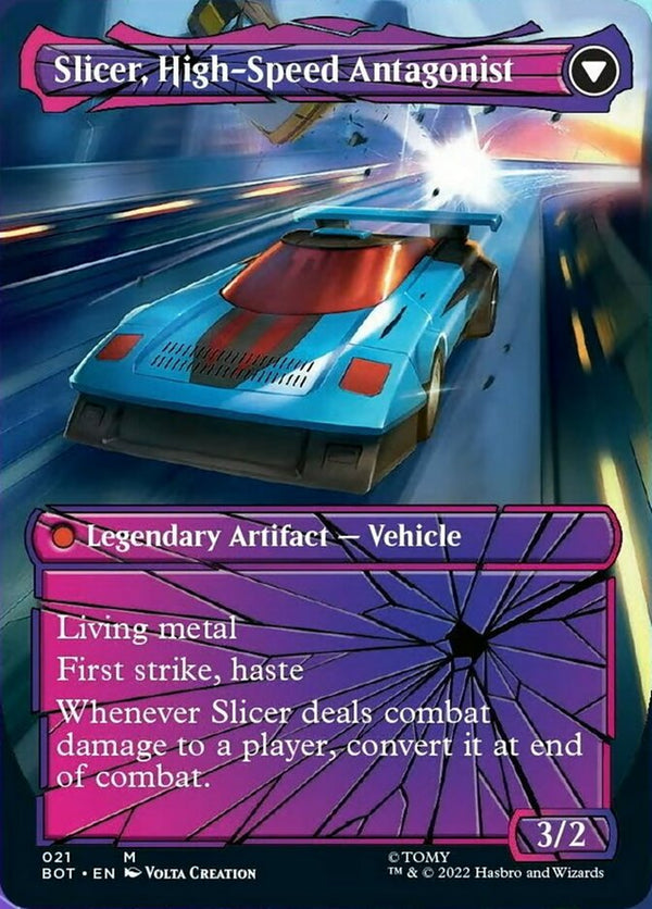 Slicer, Hired Muscle // Slicer, High-Speed Antagonist (BOT-021) - Transformers: (shatteredglass, convertdfc) (Borderless)
