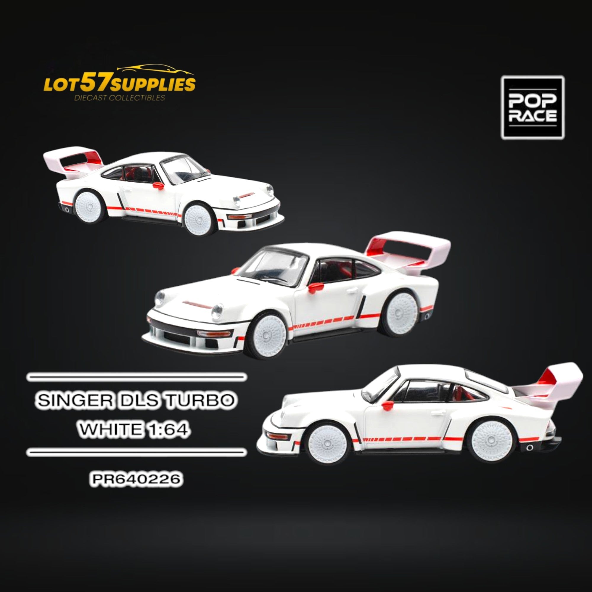 (Pre-Order) Pop Race Porsche Singer DLS Turbo White 1:64 Main image