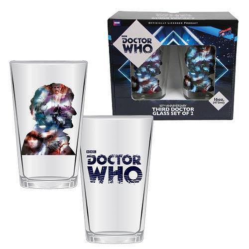 Doctor Who Anniversary Third Doctor 16 oz. Glass Set of 2 Main image