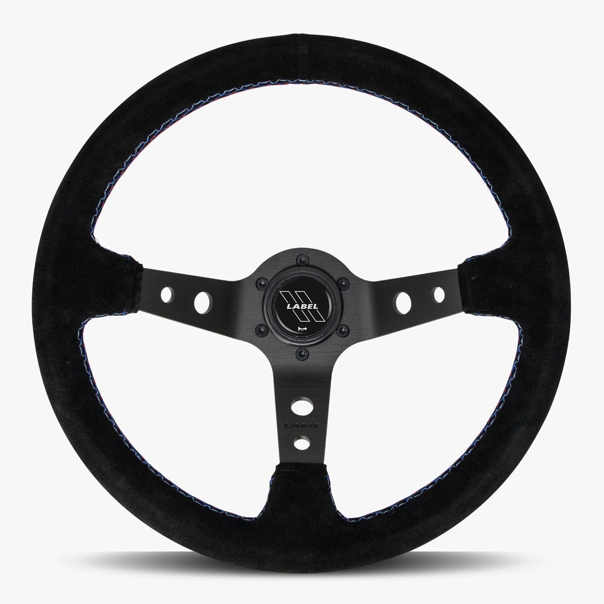 The Daytona | Black Alcantara Suede | Black Spoke | Bavarian Stitch