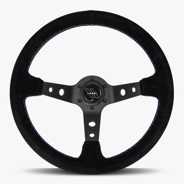 The Daytona | Black Alcantara Suede | Black Spoke | Bavarian Stitch