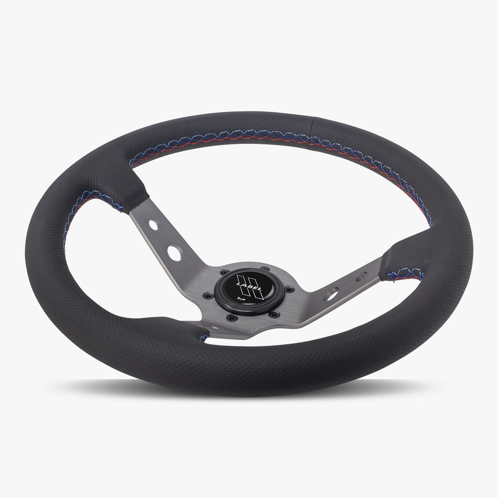 The Daytona | Black Perforated Leather | Graphite Spoke | Bavarian Stitch