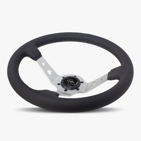 The Daytona | Black Perforated Leather | Silver Spoke | Black Stitch