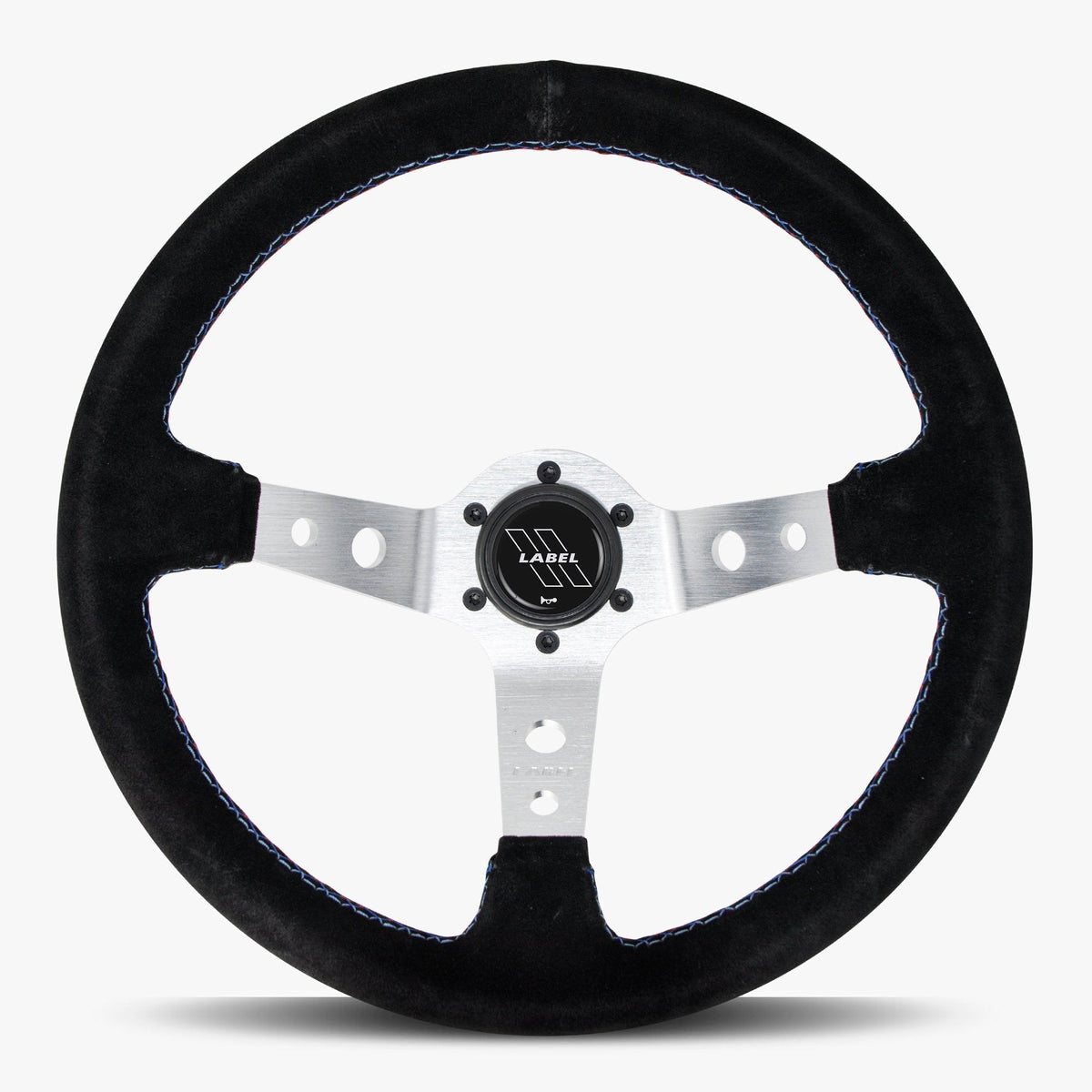 The Daytona | Black Alcantara Suede | Silver Spoke | Bavarian Stitch
