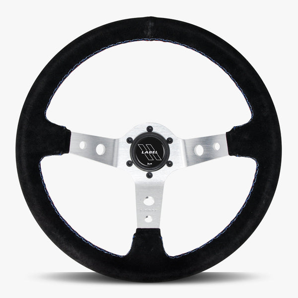 The Daytona | Black Alcantara Suede | Silver Spoke | Bavarian Stitch