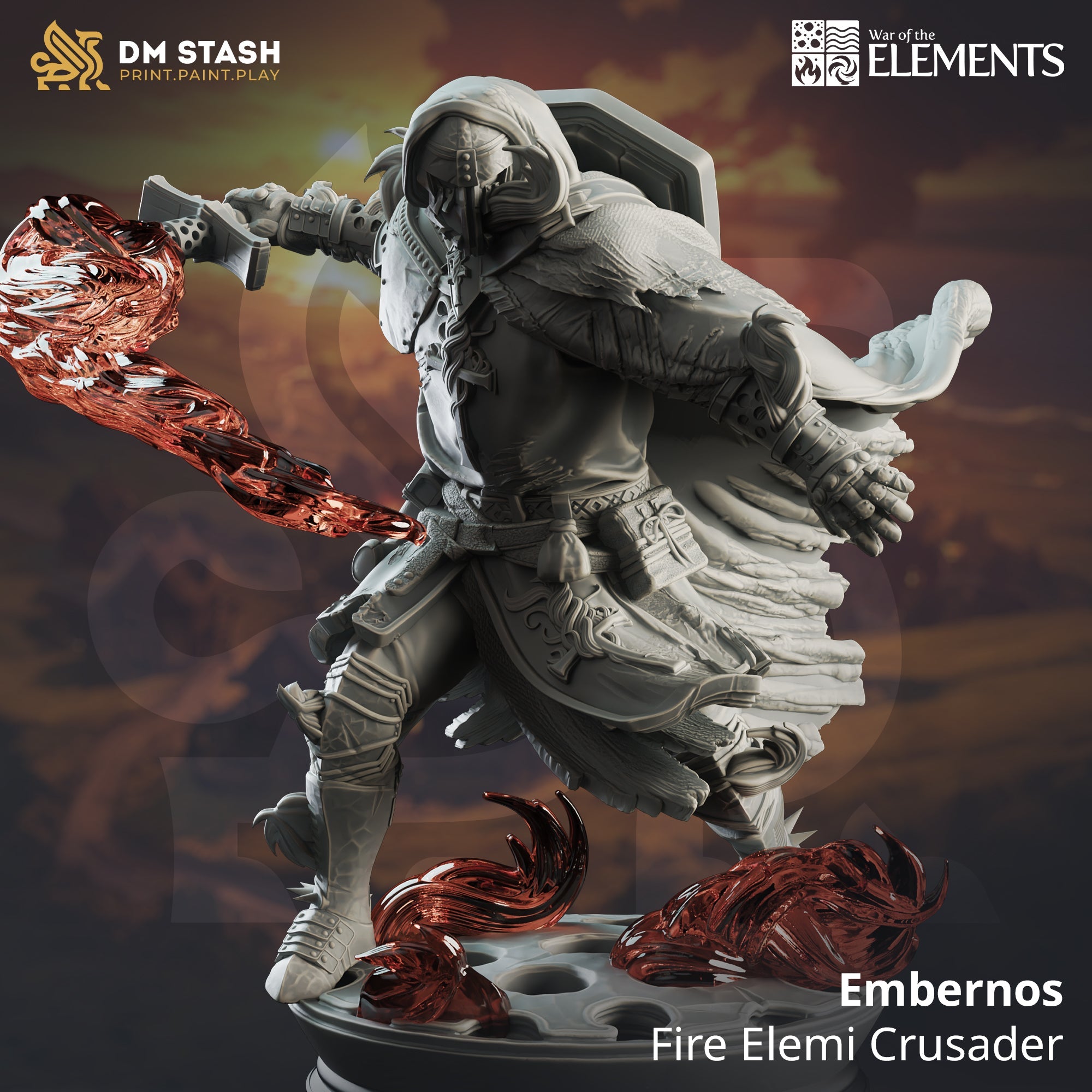 Embernos, Fire Elemi Crusader (Male Half-Elf Mage) Main image