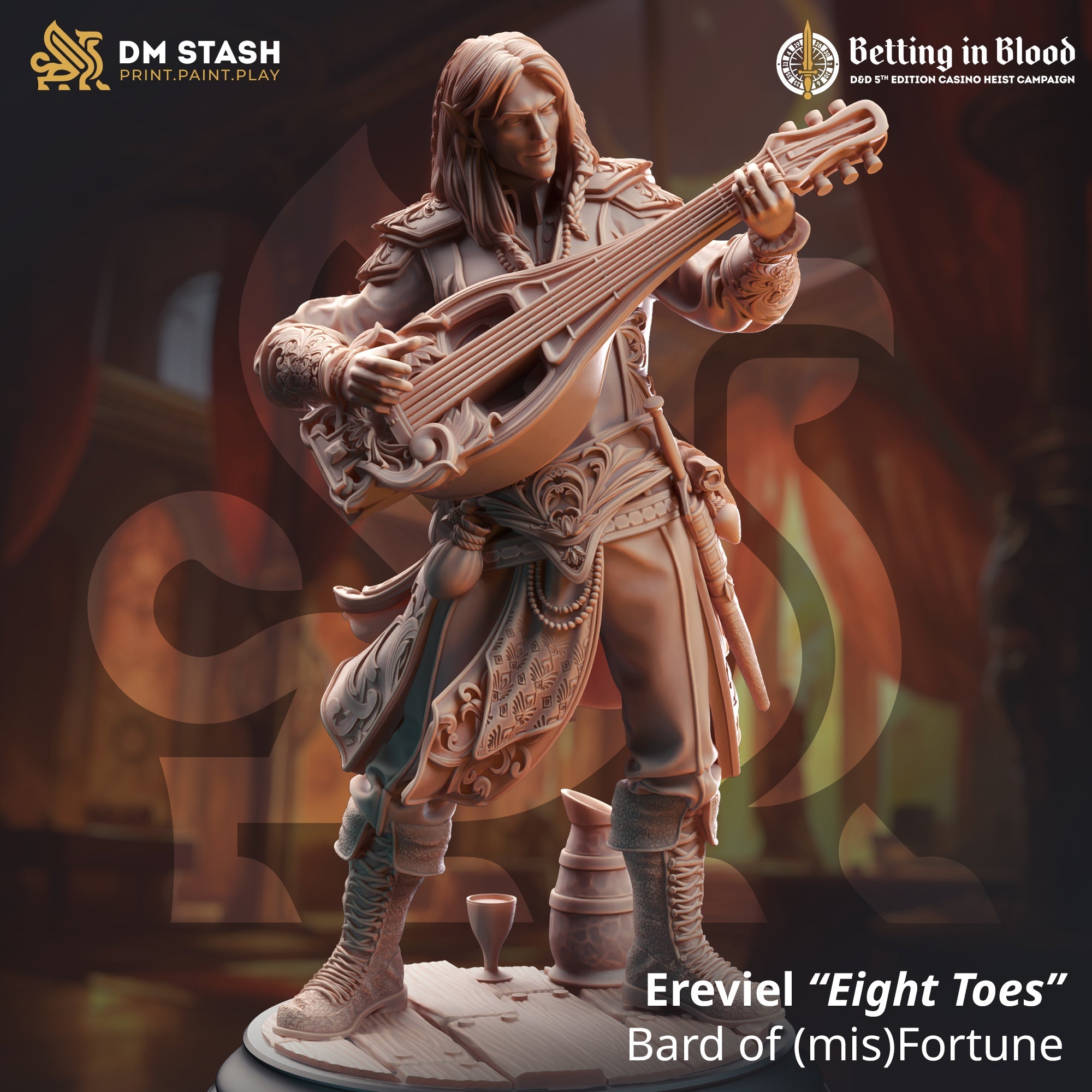 Ereviel “Eight Toes”, Bard of (mis)Fortune (Male Elf Bard) Main image