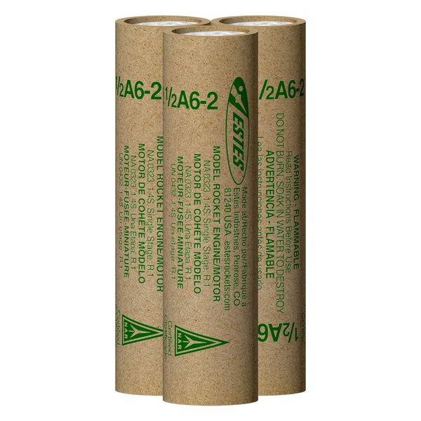 Estes Rockets - 1/2A6-2 Model Rocket Engines, (3pk)
