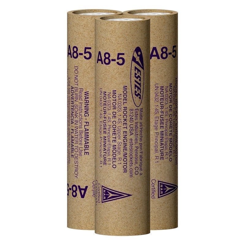 Estes Rockets - A8-5 Model Rocket Engines, (3pk)