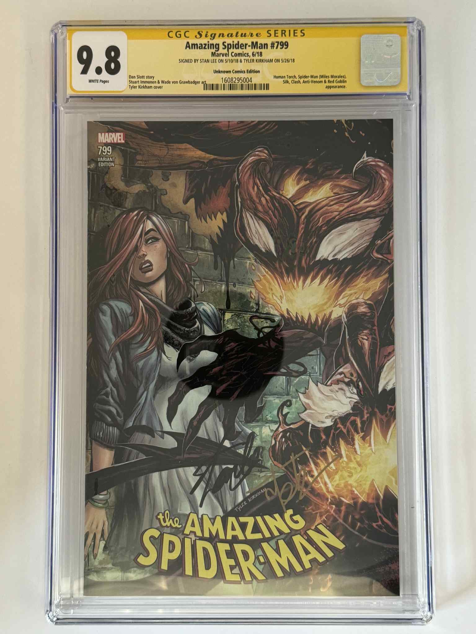 [Double Signed by Tyler Kirkham | Stan Lee] Amazing Spider-Man #799 CGC 9.8 Yellow Label Exclusive Var Main image