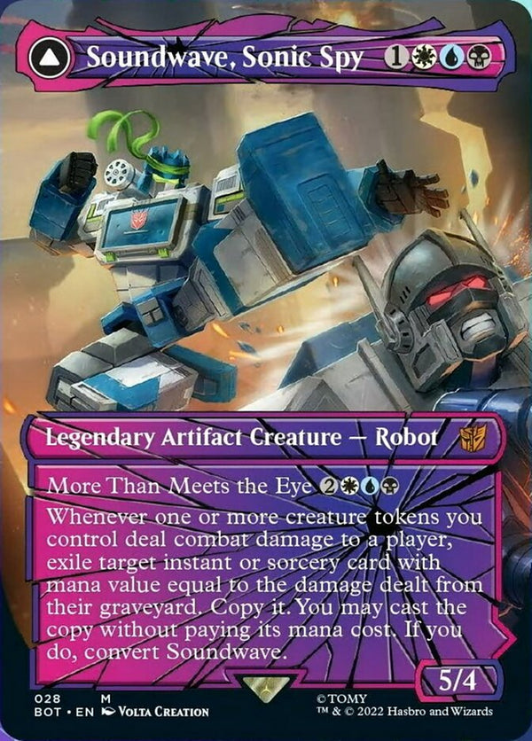 Soundwave, Sonic Spy // Soundwave, Superior Captain (BOT-028) - Transformers: (shatteredglass, convertdfc) (Borderless)