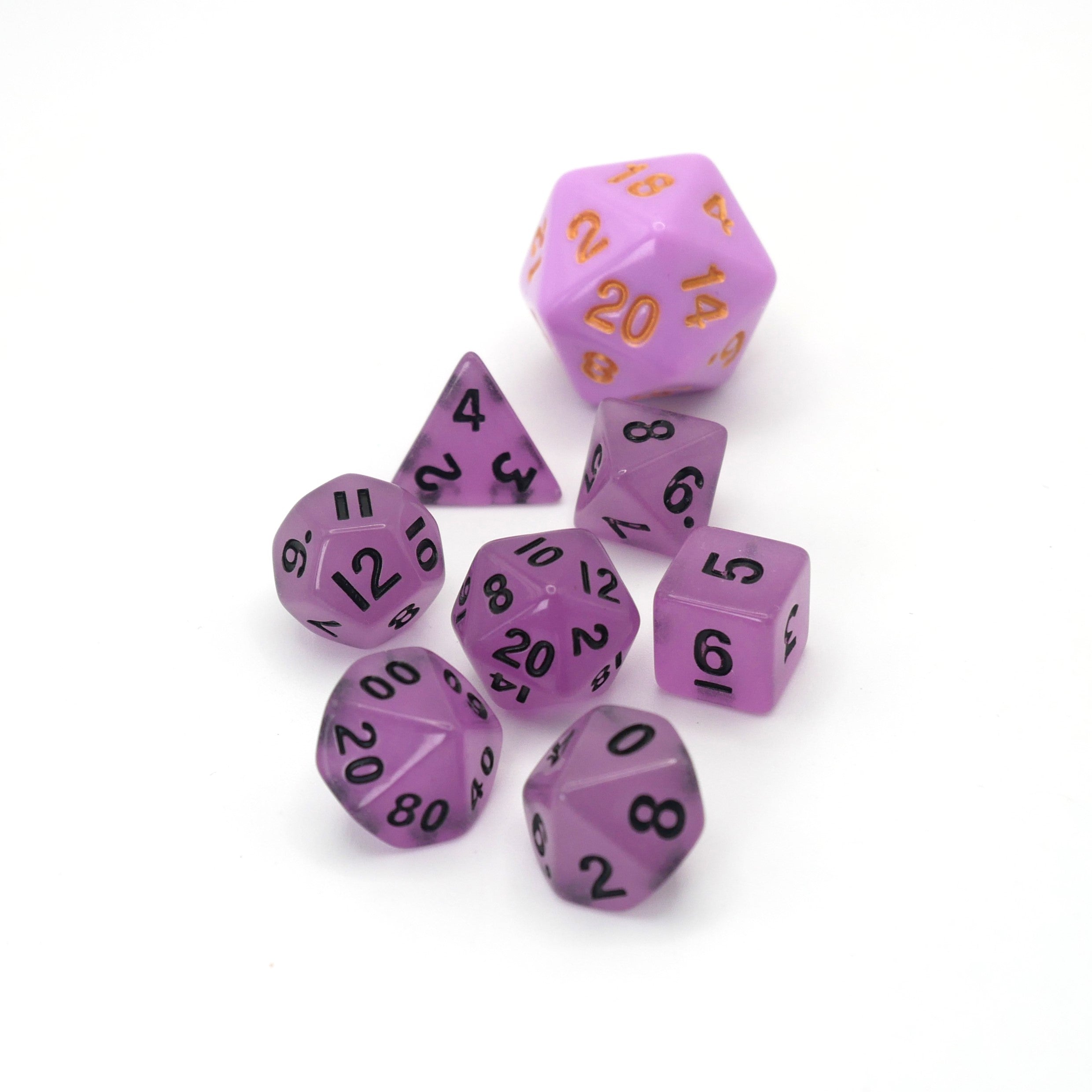 Fey Lights - Glowing - 7 Piece DnD Dice Set | Mini Acrylic RPG Gaming Dice Main image