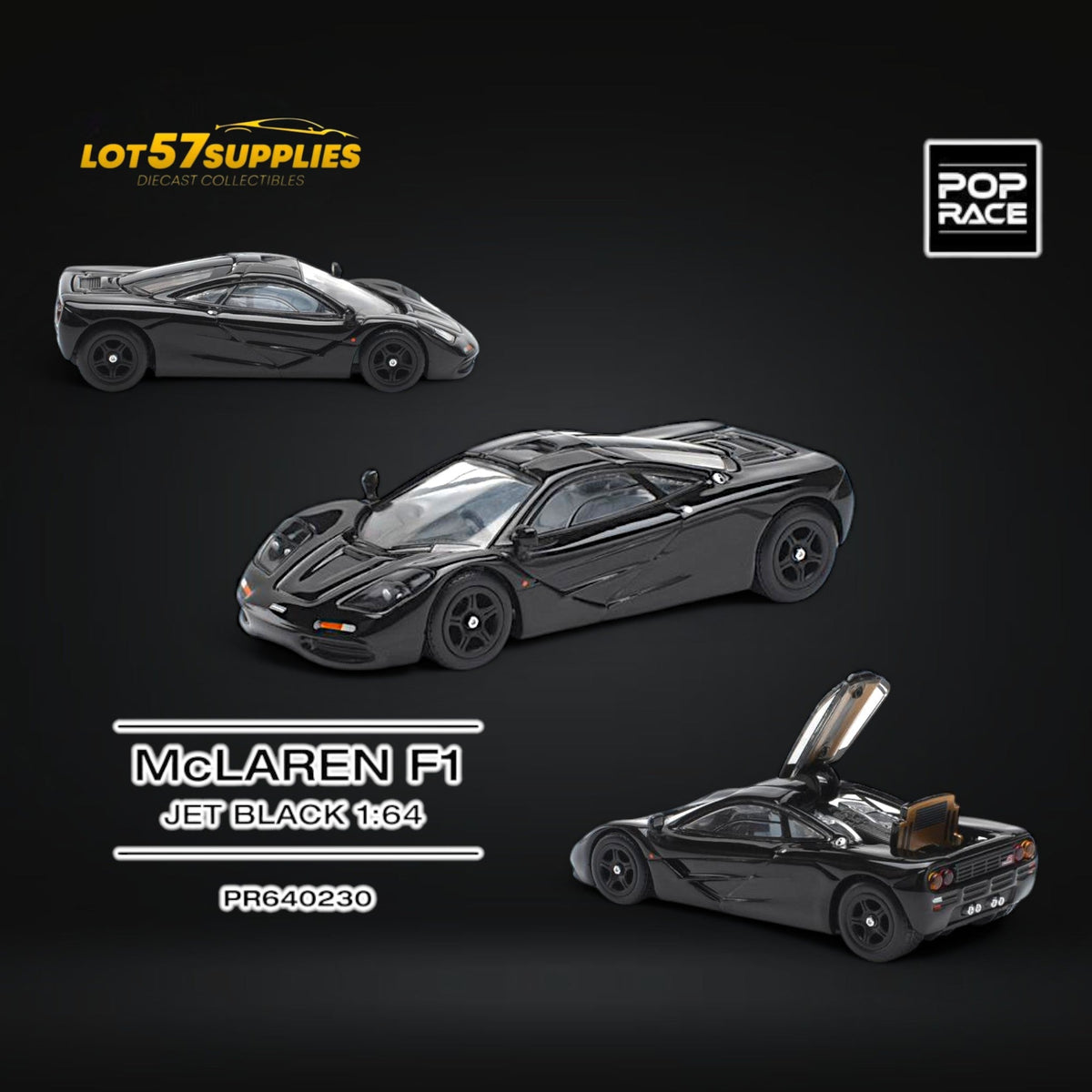 (Pre-Order) Pop Race McLaren F1 Jet Black 1:64 - Collectors World Toys
