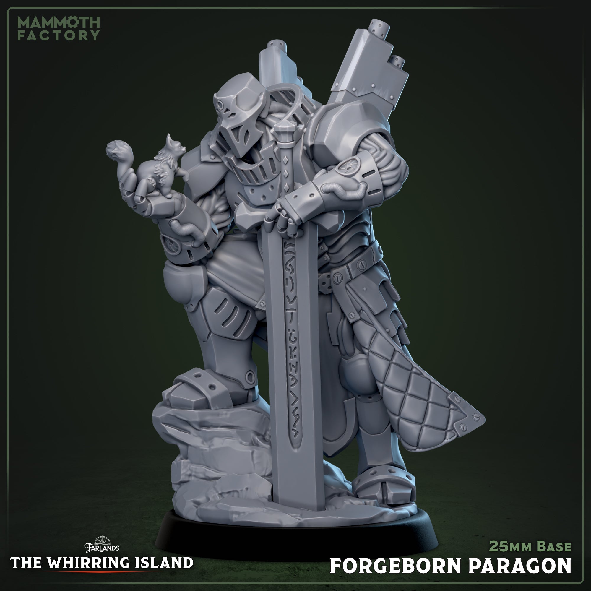 Forgeborn Paragon (Tank Warforged Paladin holding a Kitten) Main image