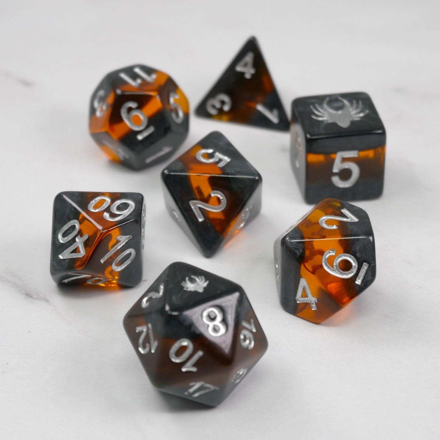 Forgotten Amber - 7 Piece DnD Dice Set | Acrylic RPG Gaming Dice Main image