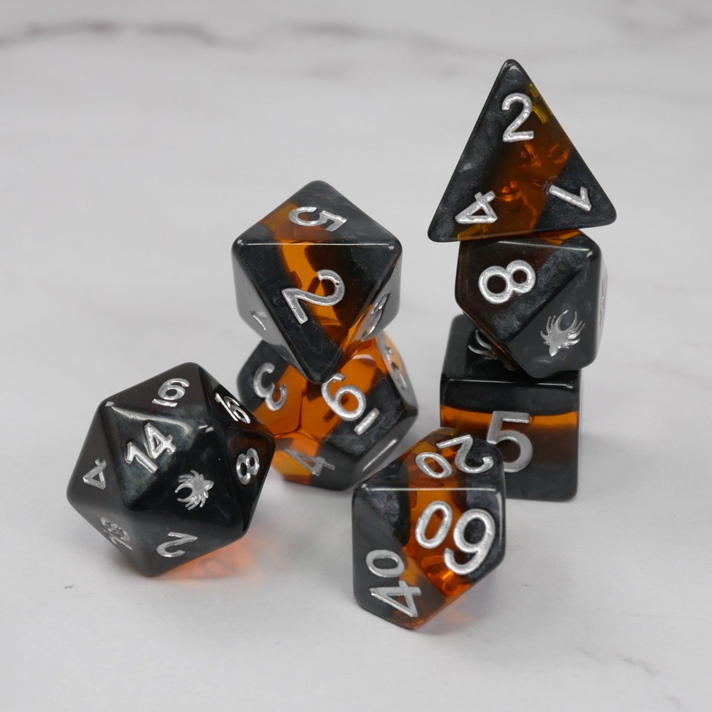 Forgotten Amber - 7 Piece DnD Dice Set | Acrylic RPG Gaming Dice